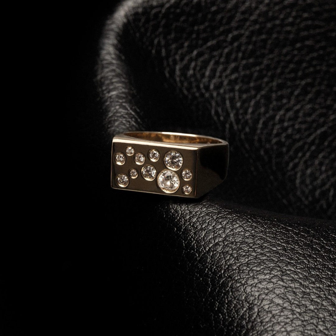 Raindrop Guld og Diamant Ring