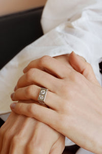 Moonlight Signet Ring Silver and Diamond