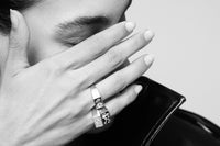 Raindrop Signet Ring Silver and Diamond