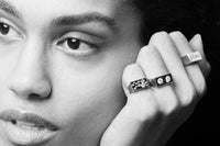 Raindrop Signet Ring Silver and Diamond
