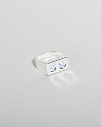 Moonlight Signet Ring Silver and Diamond