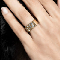 Raindrop Signet Ring Silver and Diamond