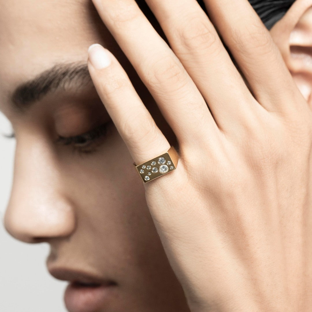 Raindrop Guld og Diamant Ring