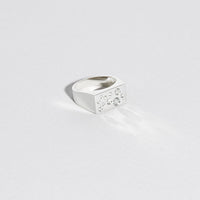 Raindrop Signet Ring Silver and Diamond