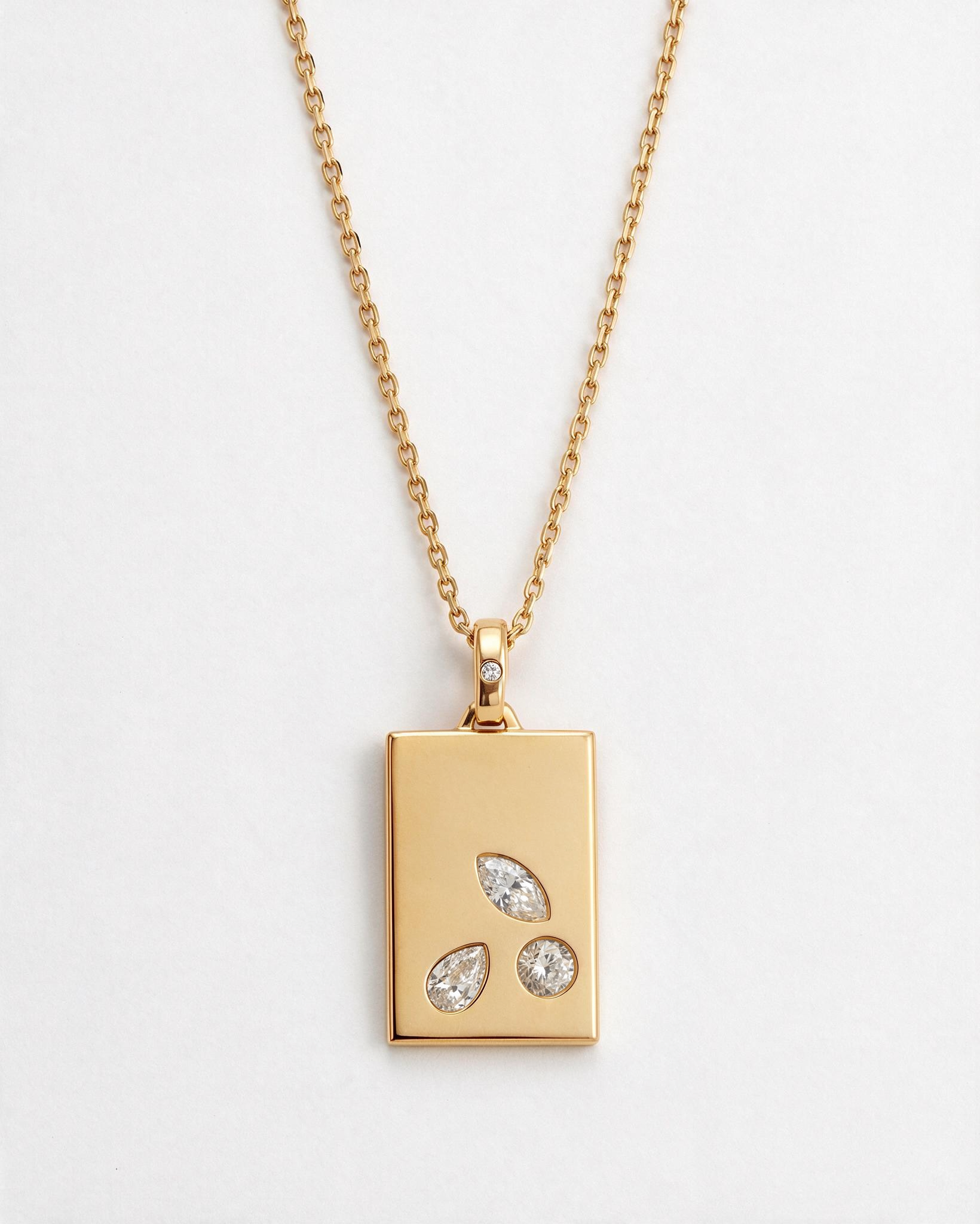 Collier Dog Tag Juniper Or et Diamant