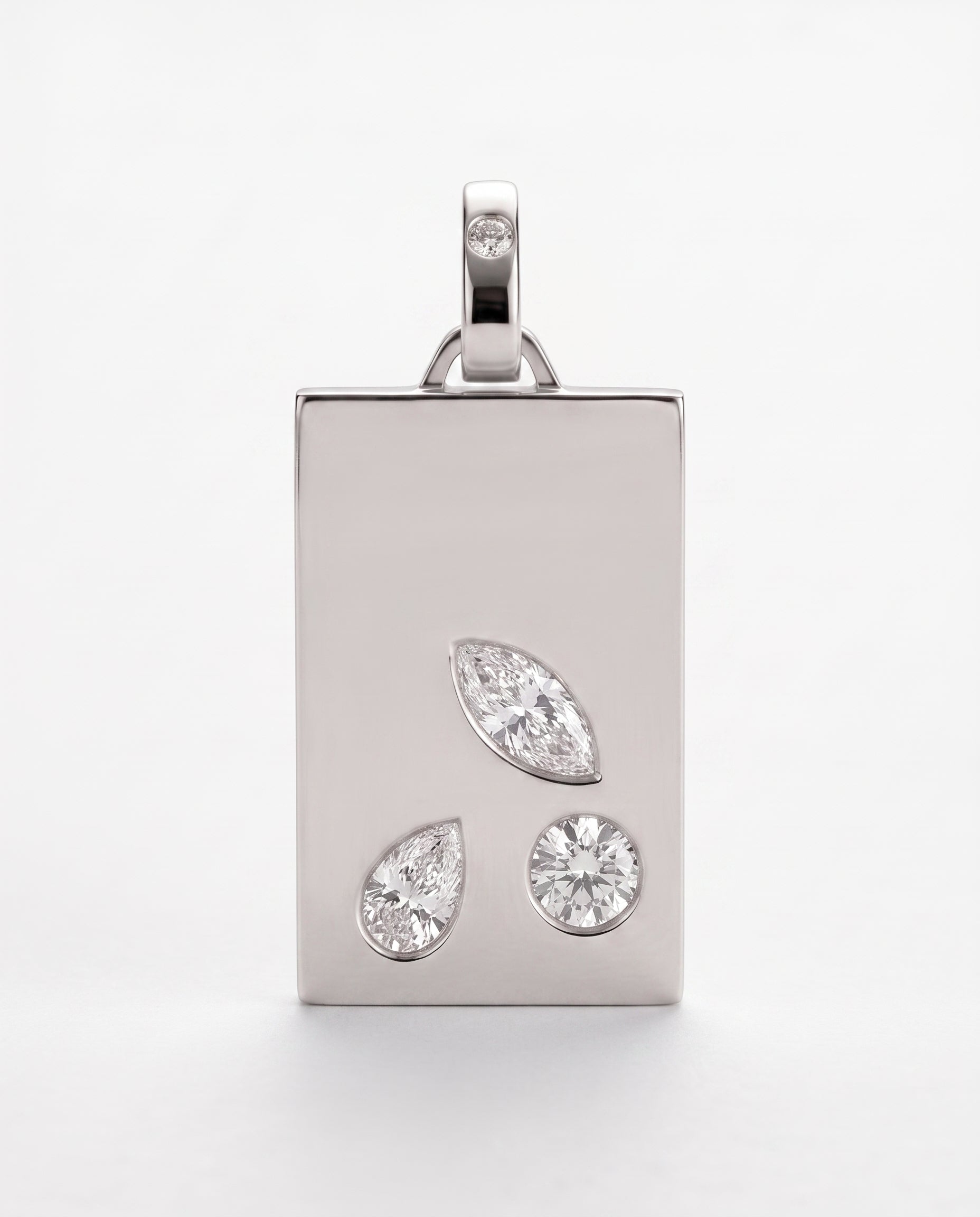 Collier Dog Tag Juniper Argent et Diamant