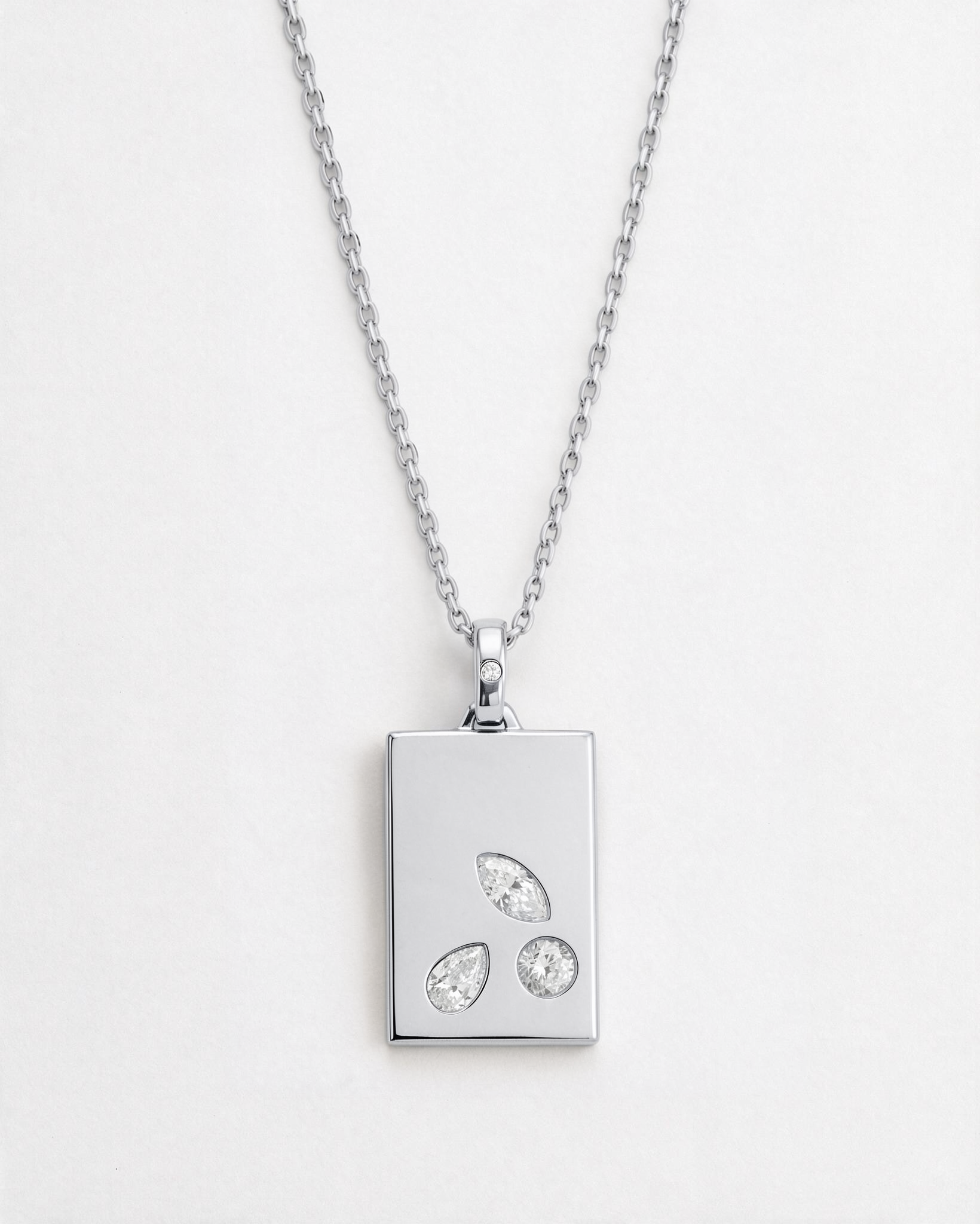 Collier Dog Tag Juniper Argent et Diamant
