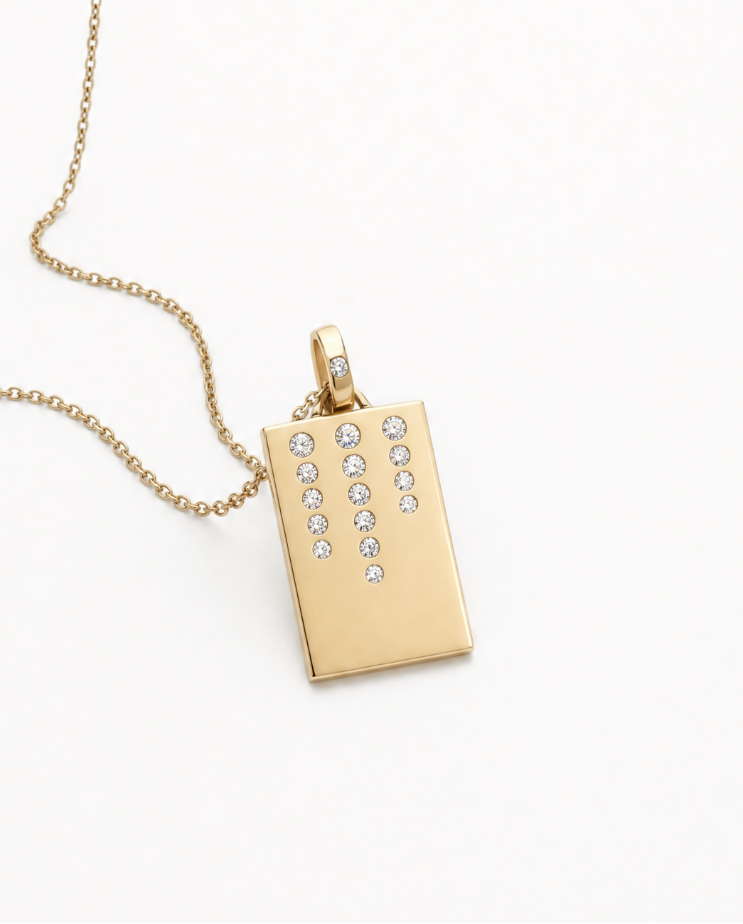 Willow Dog Tag Halskæde Guld og Diamant