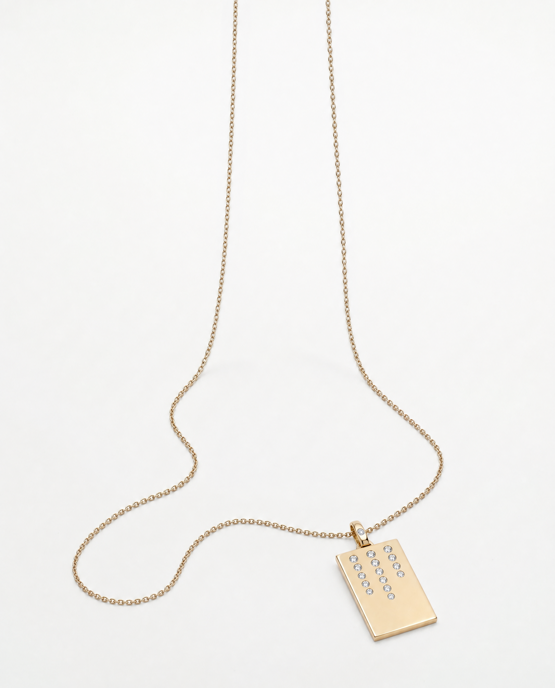 Willow Dog Tag Halskæde Guld og Diamant