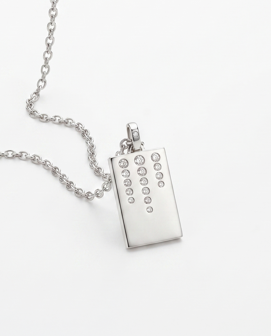 Collier Dog Tag Willow Argent et Diamant