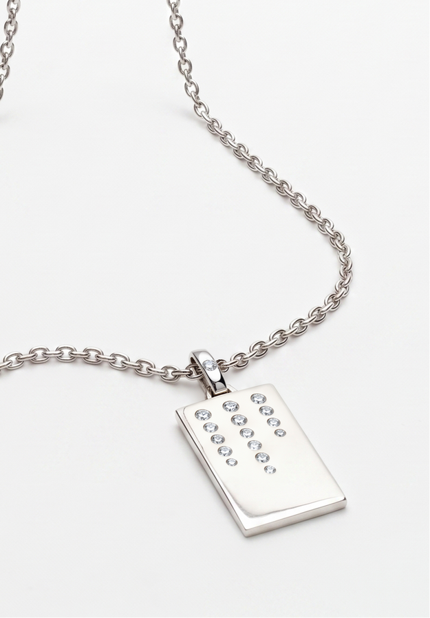 Willow Dog Tag Halskæde Sølv og Diamant