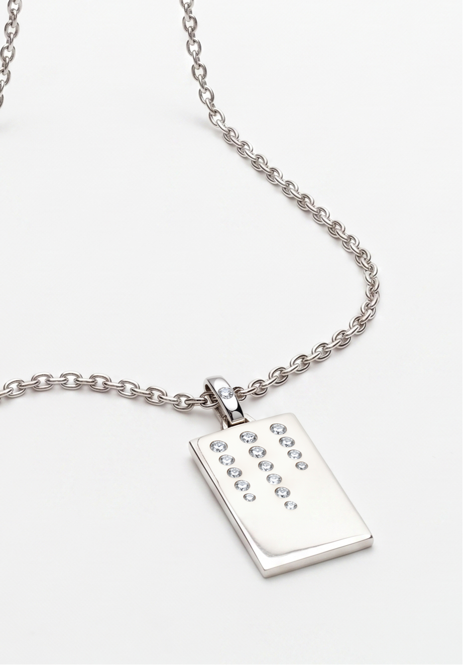 Collier Dog Tag Willow Argent et Diamant